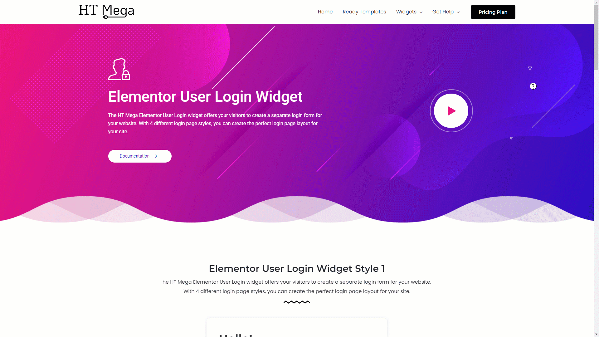 User Login Form Widget